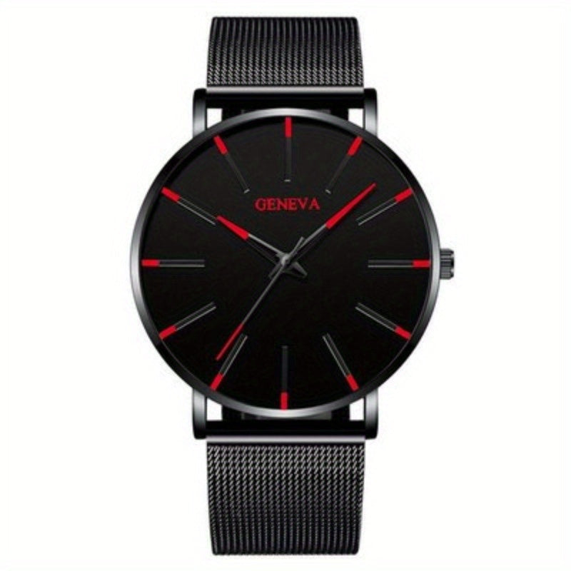 Stylish and versatile mesh strap watch designed for men, perfect for sports, casual wear, and business attire featuring quartz movement.