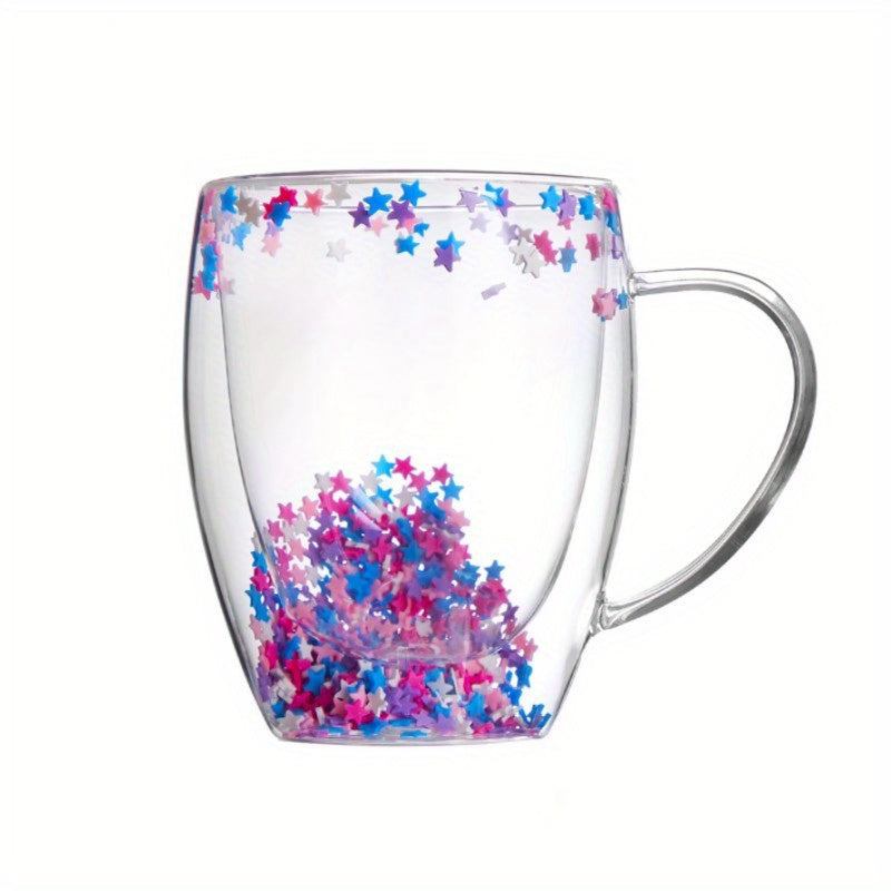 Flower Glass Coffee Mug, Double-Walled, Heat Resistant, Ideal for All Seasons, Great Gift Idea