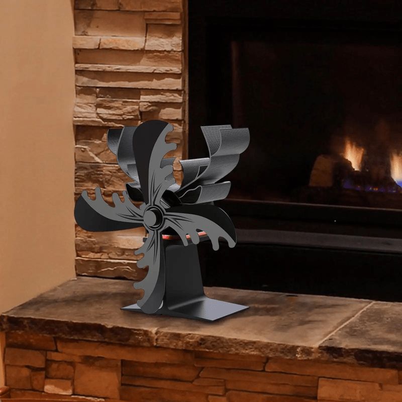 Christmas Heat Powered Stove Fan Fireplace Fan 1pc - 17.78x8.89x17.78cm - Low Noise Aluminum Alloy - Wood Stove Fan - Non-Electric Fan for Wood - Thermoelectric Fan - Perfect Gift for Thanksgiving, Halloween, and Christmas - Essential Fireplace Accessory