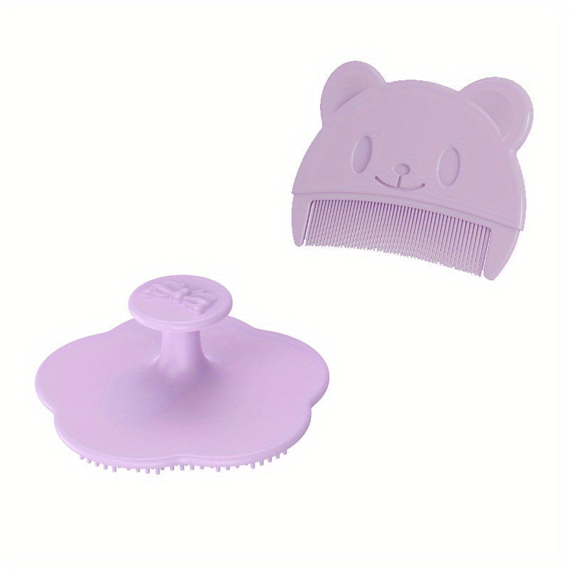 Set of 2 soft combs and brushes for infants, designed for bathing and cleaning their hair while providing a gentle head massage