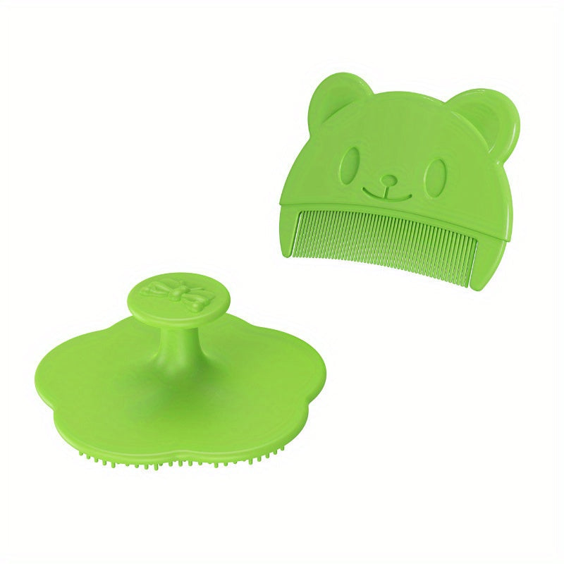 Set of 2 soft combs and brushes for infants, designed for bathing and cleaning their hair while providing a gentle head massage