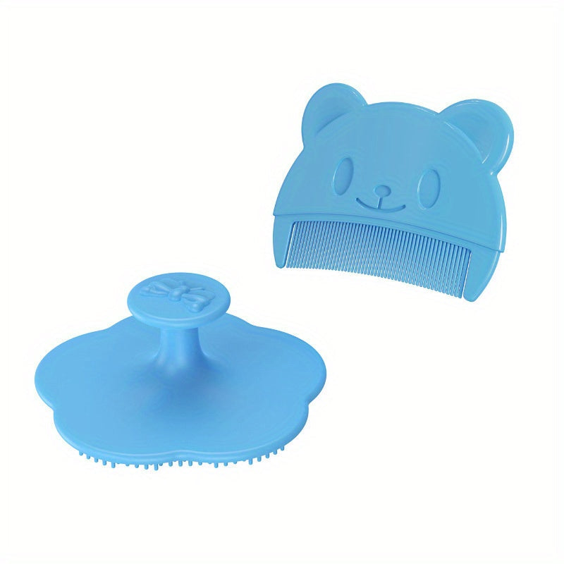 Set of 2 soft combs and brushes for infants, designed for bathing and cleaning their hair while providing a gentle head massage