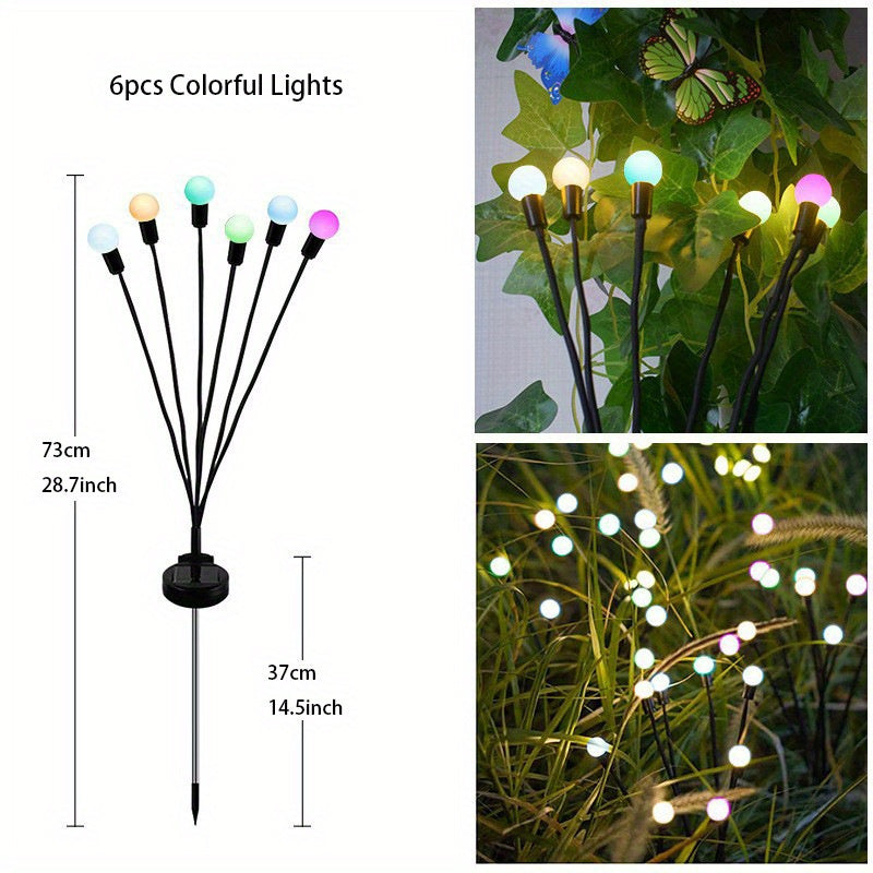 6/8/10 Solar Lawn Lamps with Wind-Driven LED Firefly, Garden Festival Decoration