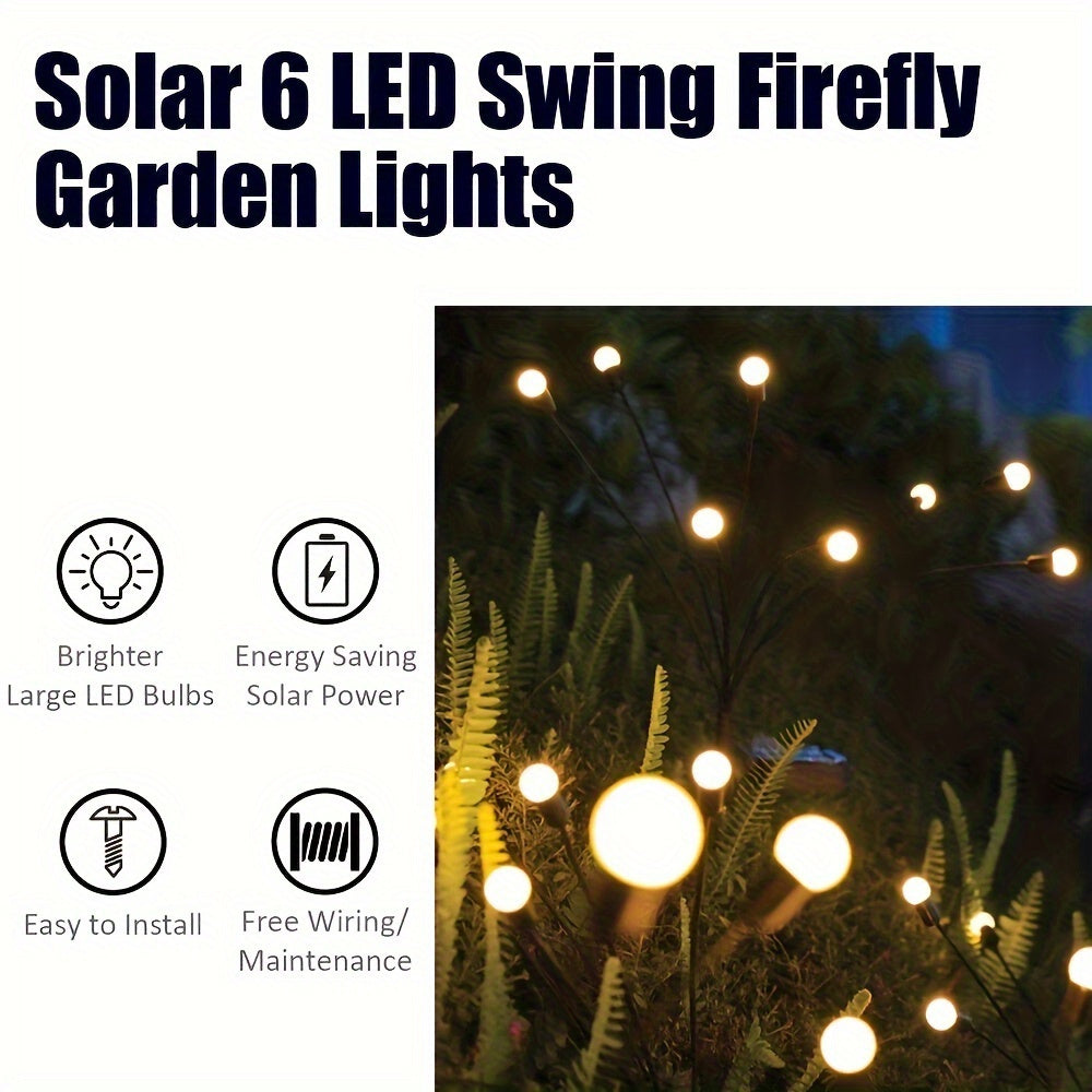 6/8/10 Solar Lawn Lamps with Wind-Driven LED Firefly, Garden Festival Decoration