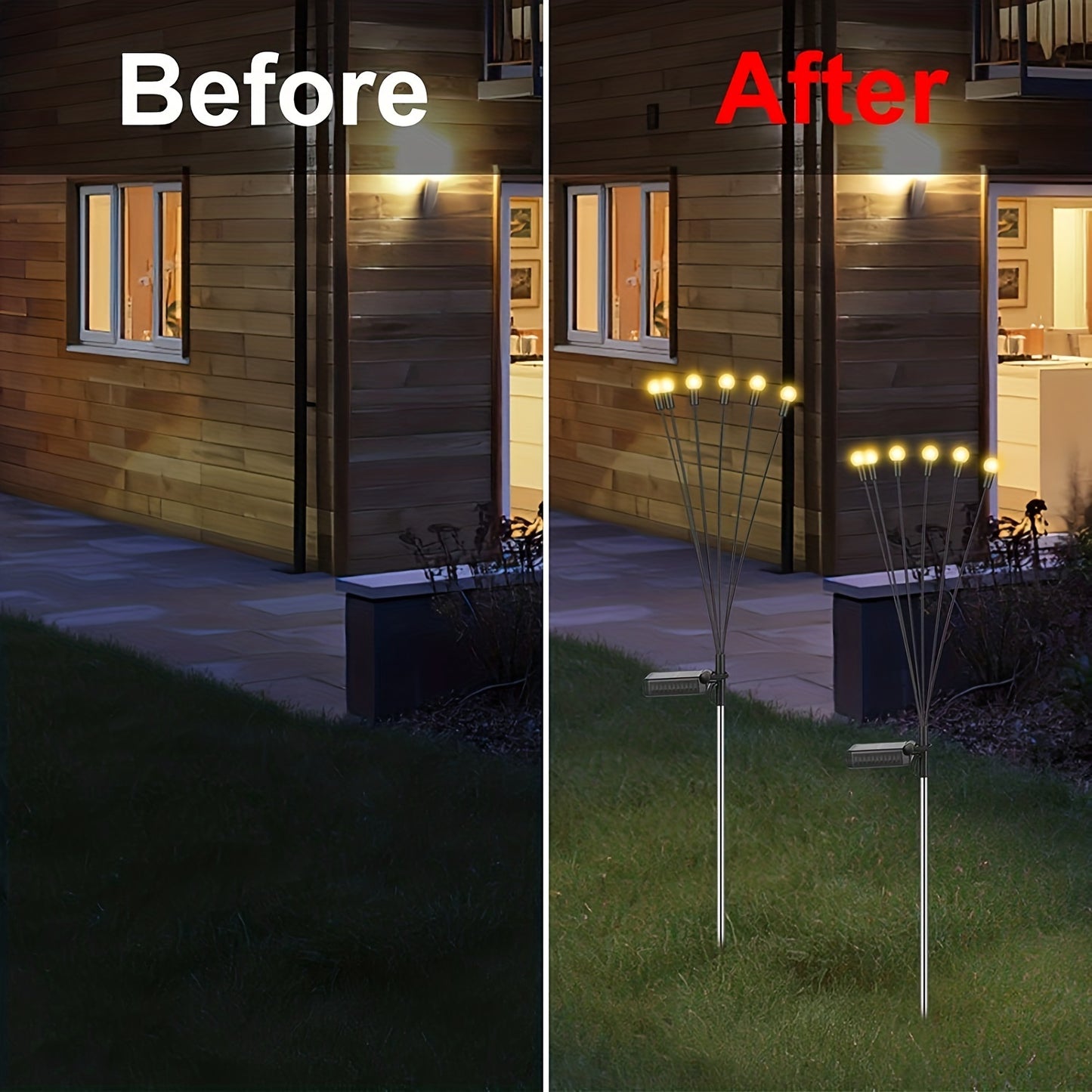 6/8/10 Solar Lawn Lamps with Wind-Driven LED Firefly, Garden Festival Decoration