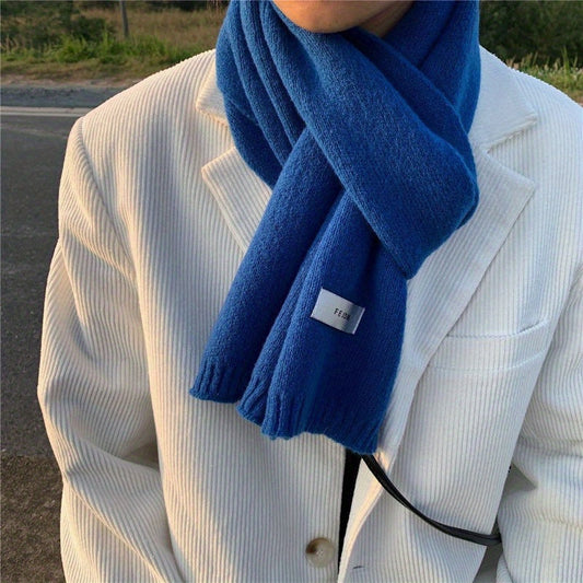 Stylish Men's Knit Wool Scarf for Autumn/Winter - Thick, Warm, and Elegant | Solid Color, Fashionable Design