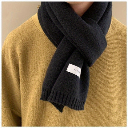 Stylish Men's Knit Wool Scarf for Autumn/Winter - Thick, Warm, and Elegant | Solid Color, Fashionable Design