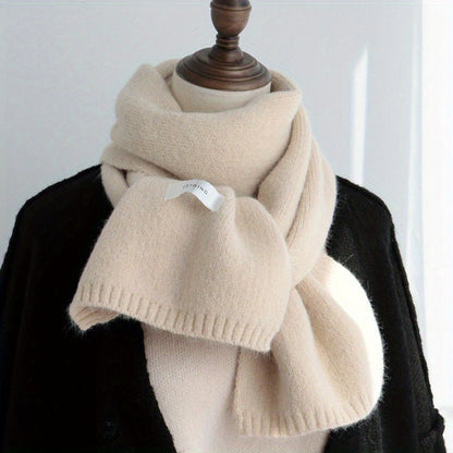 Stylish Men's Knit Wool Scarf for Autumn/Winter - Thick, Warm, and Elegant | Solid Color, Fashionable Design