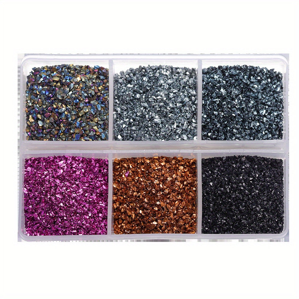 Crushed Glass Stones Resin Filling in a Box, Irregular Broken Stone for DIY Epoxy, Resin Mold Crafts and Nail Art Decoration - Material