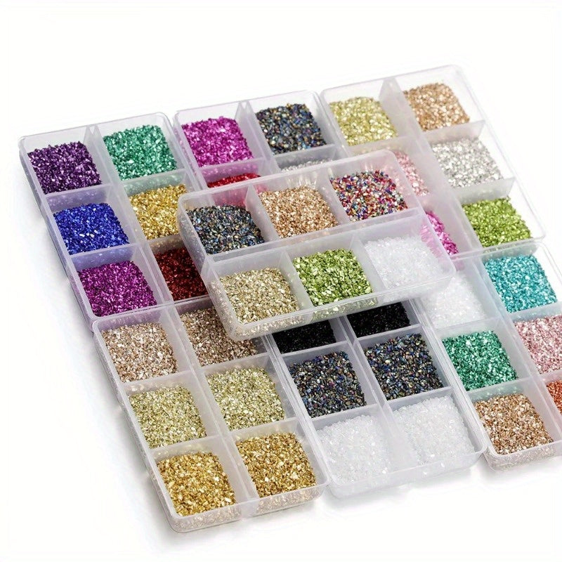 Crushed Glass Stones Resin Filling in a Box, Irregular Broken Stone for DIY Epoxy, Resin Mold Crafts and Nail Art Decoration - Material