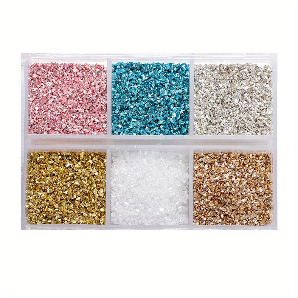 Crushed Glass Stones Resin Filling in a Box, Irregular Broken Stone for DIY Epoxy, Resin Mold Crafts and Nail Art Decoration - Material