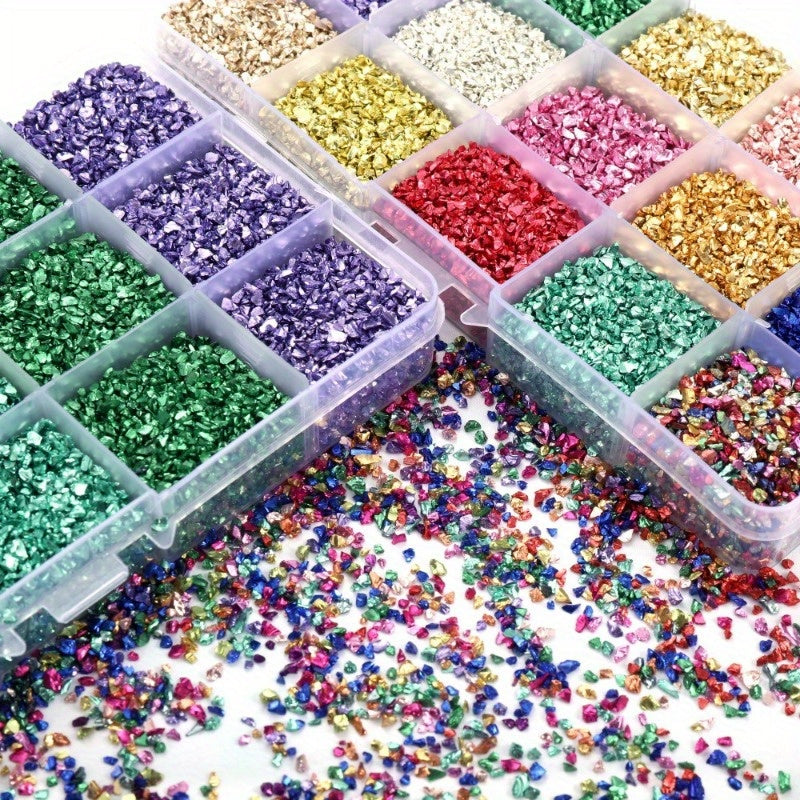 Crushed Glass Stones Resin Filling in a Box, Irregular Broken Stone for DIY Epoxy, Resin Mold Crafts and Nail Art Decoration - Material