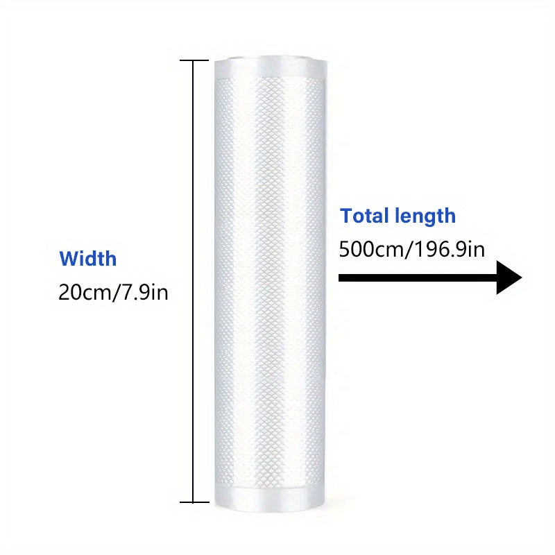 1 pack containing 2 rolls of vacuum sealer bags. These textured bags provide airtight sealing for food items, making them suitable for storing a variety of items such as grains, meat, fruit, and vegetables. These household thickening pumping compression