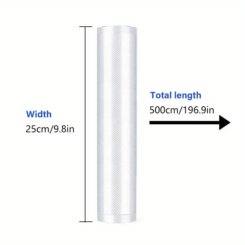 1 pack containing 2 rolls of vacuum sealer bags. These textured bags provide airtight sealing for food items, making them suitable for storing a variety of items such as grains, meat, fruit, and vegetables. These household thickening pumping compression