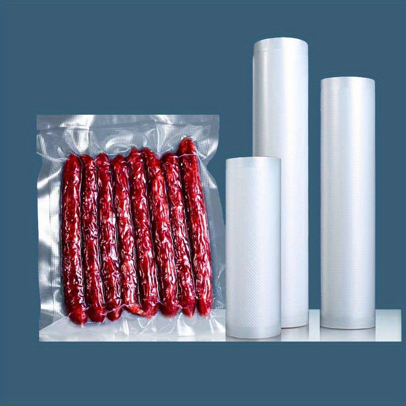 1 pack containing 2 rolls of vacuum sealer bags. These textured bags provide airtight sealing for food items, making them suitable for storing a variety of items such as grains, meat, fruit, and vegetables. These household thickening pumping compression