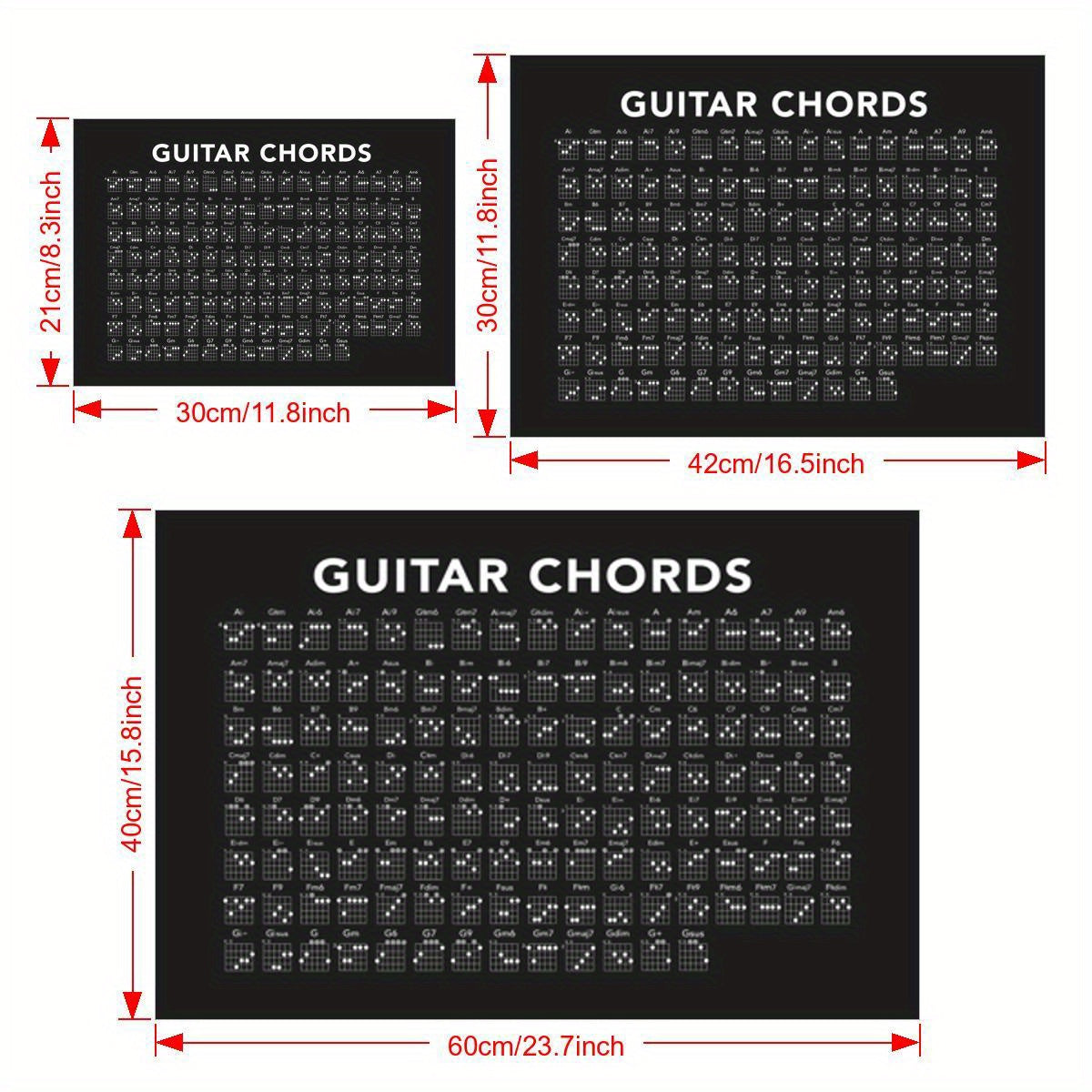 Canvas poster of guitar chords for living room or bedroom wall decor, frameless.