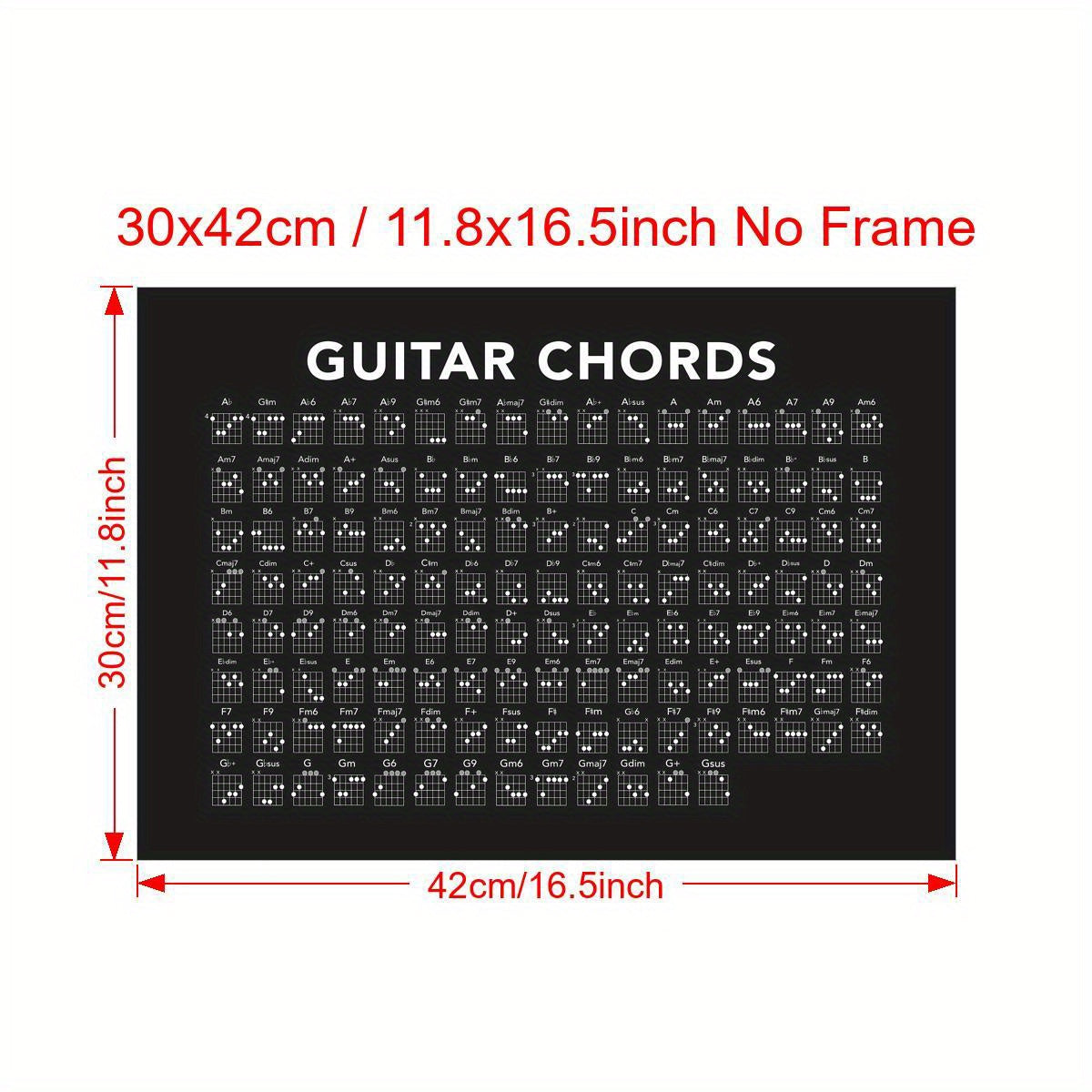 Canvas poster of guitar chords for living room or bedroom wall decor, frameless.