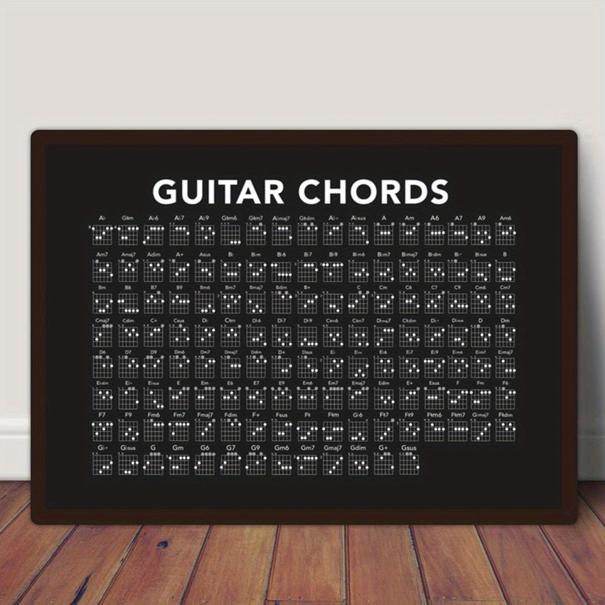 Canvas poster of guitar chords for living room or bedroom wall decor, frameless.