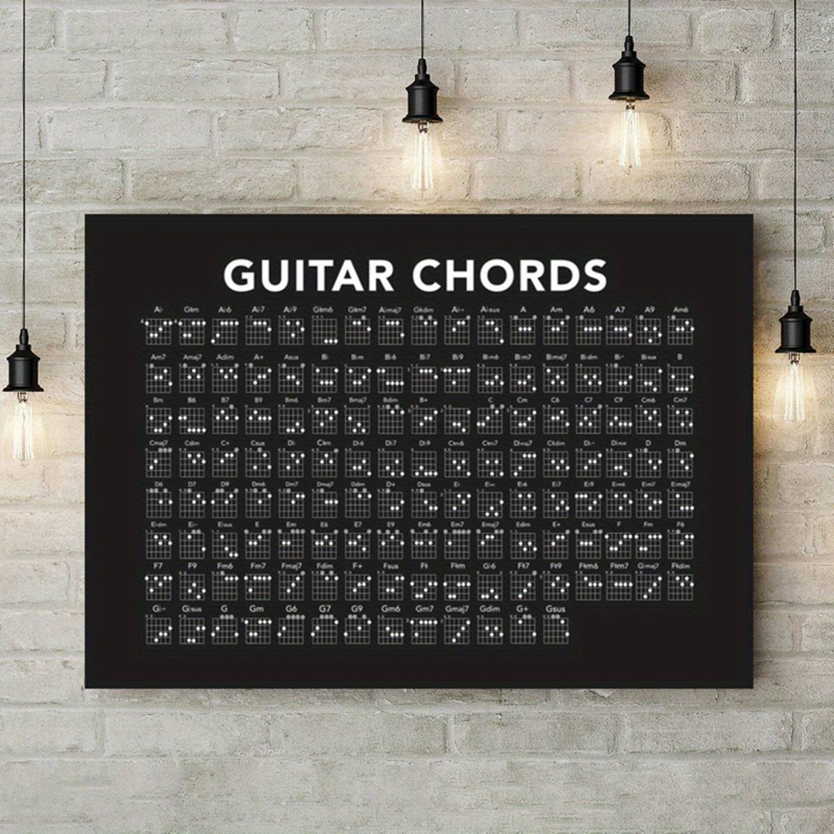 Canvas poster of guitar chords for living room or bedroom wall decor, frameless.