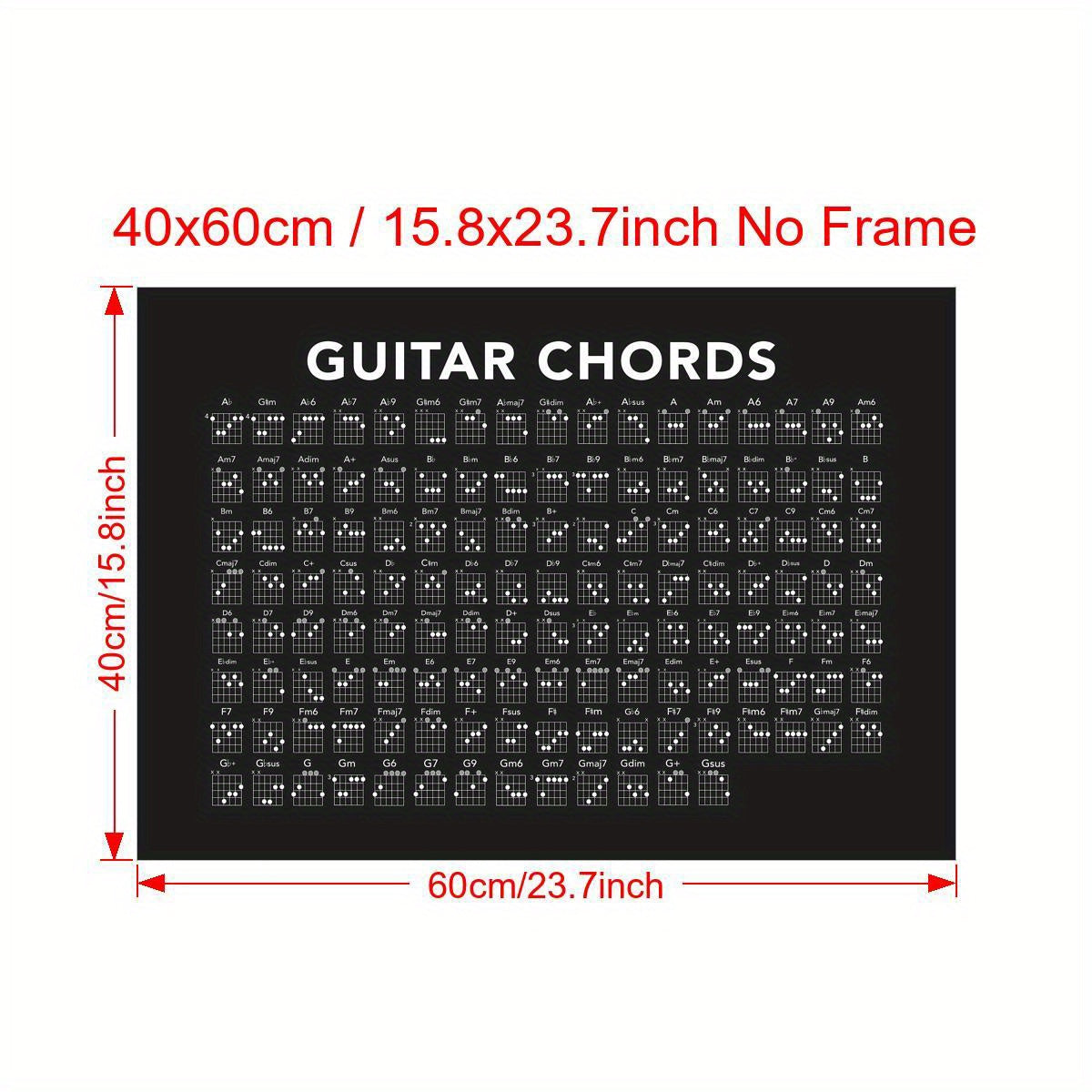 Canvas poster of guitar chords for living room or bedroom wall decor, frameless.