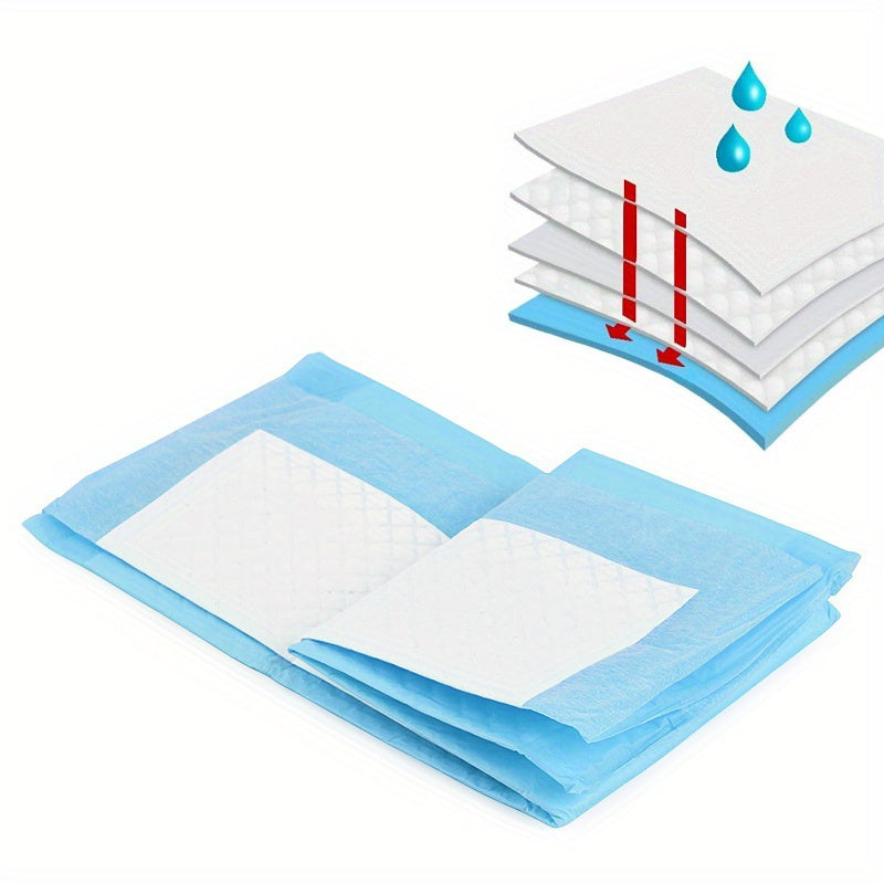 Super absorbent disposable diaper mats for dogs in packs of 20, 40, 50, or 100. Thick and deodorant puppy urine pads for potty training.