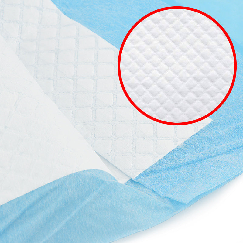 Super absorbent disposable diaper mats for dogs in packs of 20, 40, 50, or 100. Thick and deodorant puppy urine pads for potty training.