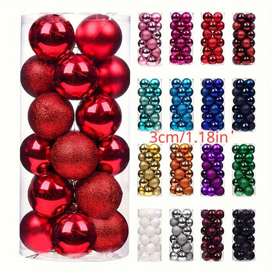 1.18 inch Christmas ball ornaments for holiday decorating. Pack of 24 shatterproof balls for Christmas trees, weddings, parties, and hanging decorations.