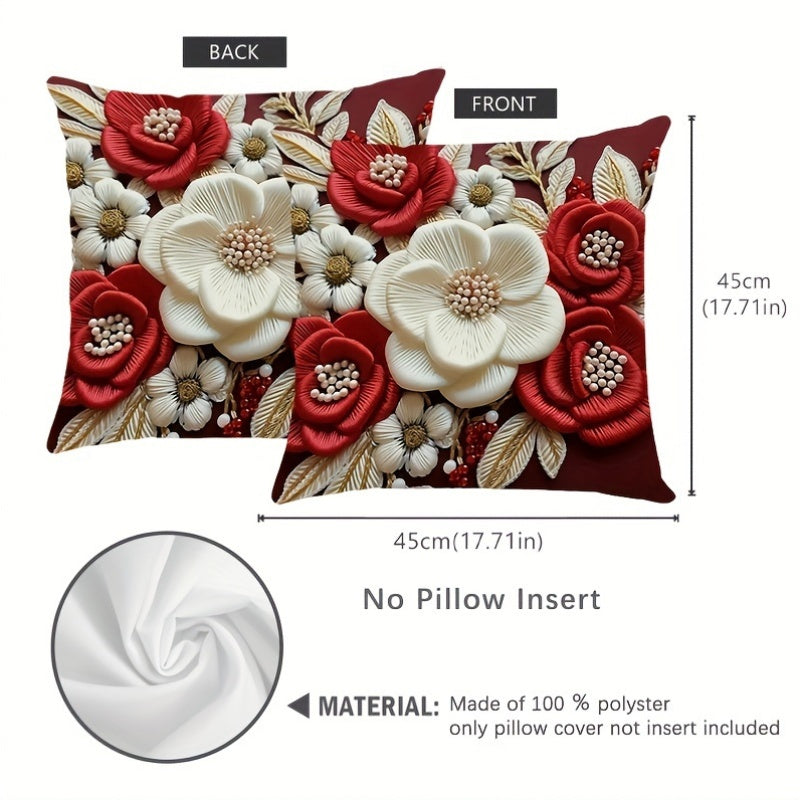 Lodge style floral throw pillow cover made of woven polyester with invisible zipper. Machine washable. Pillow insert not included.