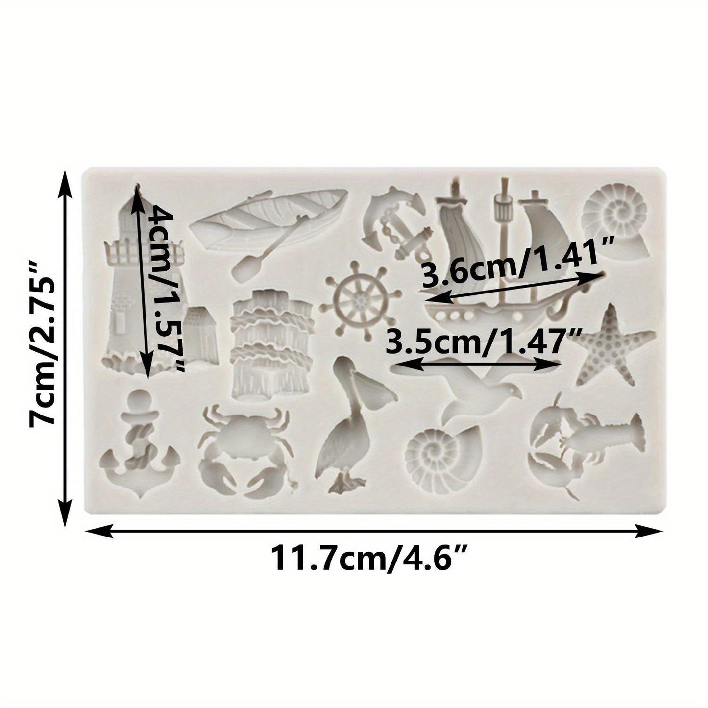Силиконовая форма с изображением парусника, якоря и птиц, идеально подходит для создания топперов для кексов в виде морских животных и украшений для тортов из помадки. Отлично подходит для шоколада, мастики и других инструментов для декорирования.