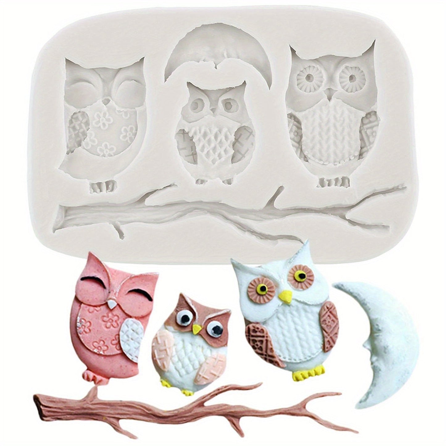 Silicone Mold for Baking Fondant Cake Decorating with Cartoon Owl Design - Perfect for Cupcake Toppers and Chocolate Gumpaste Moulds. Ideal for DIY Projects.