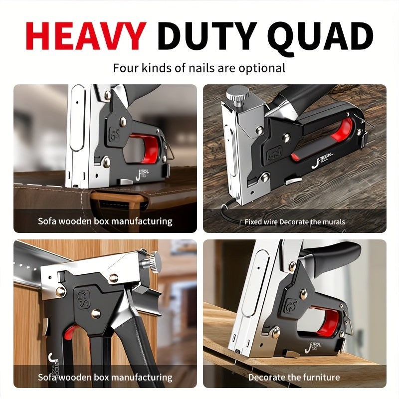 1pc Heavy-duty Stapler for DIY home decor furniture wood frame stapler, multi-tool hand nail gun bandage plier set.