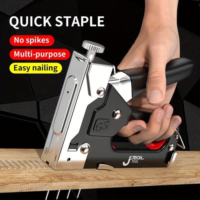 1pc Heavy-duty Stapler for DIY home decor furniture wood frame stapler, multi-tool hand nail gun bandage plier set.