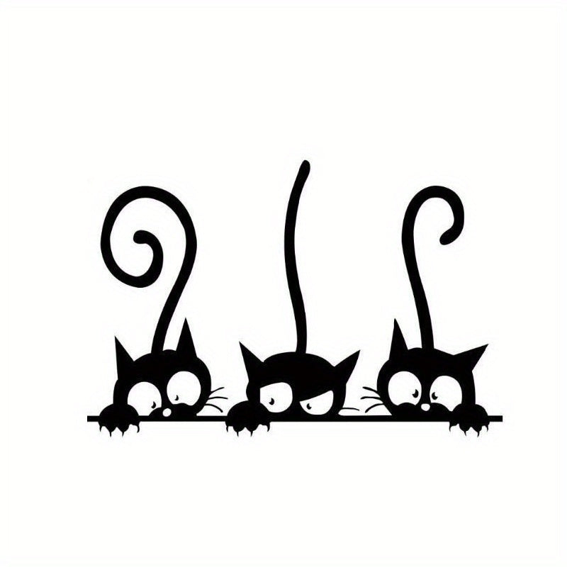 Adorable black cat decals for toilet lids: waterproof and easy to apply for bathroom humor.