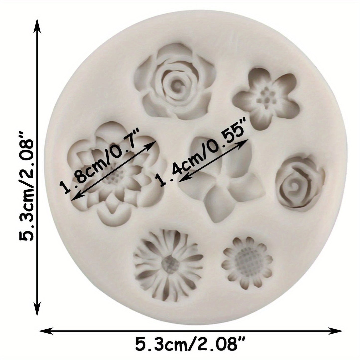 Silicone Flowers Baking Mold - Perfect for creating a variety of flower cake borders and cupcake toppers. This versatile mold can also be used for fondant, candy, clay, resin, and chocolate. A great baking tool for decorating and perfect for giving as a