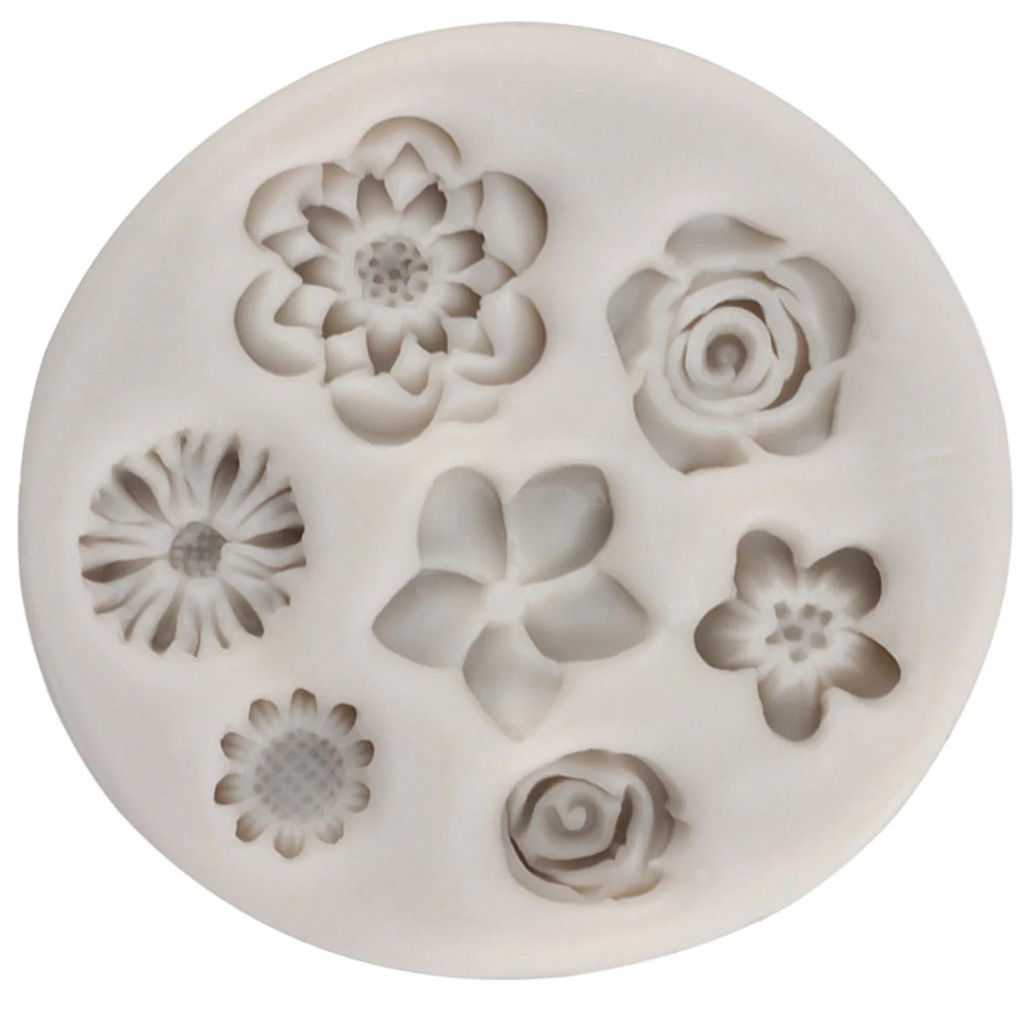 Silicone Flowers Baking Mold - Perfect for creating a variety of flower cake borders and cupcake toppers. This versatile mold can also be used for fondant, candy, clay, resin, and chocolate. A great baking tool for decorating and perfect for giving as a