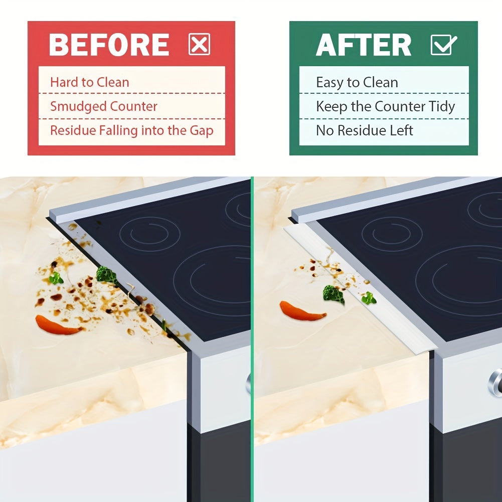 2 Pieces of Silicone Stove Gap Covers for Heat Resistant Oven and Counter. Fill Gaps Between Kitchen Appliances, Washing Machine, and Stovetop.