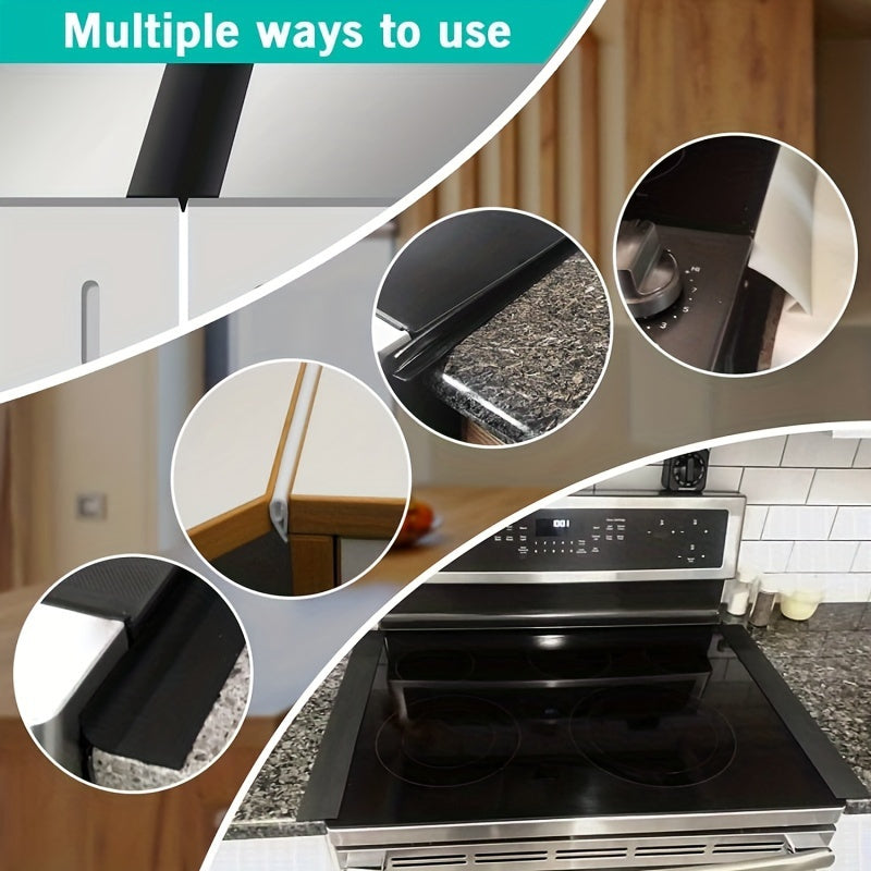 2 Pieces of Silicone Stove Gap Covers for Heat Resistant Oven and Counter. Fill Gaps Between Kitchen Appliances, Washing Machine, and Stovetop.