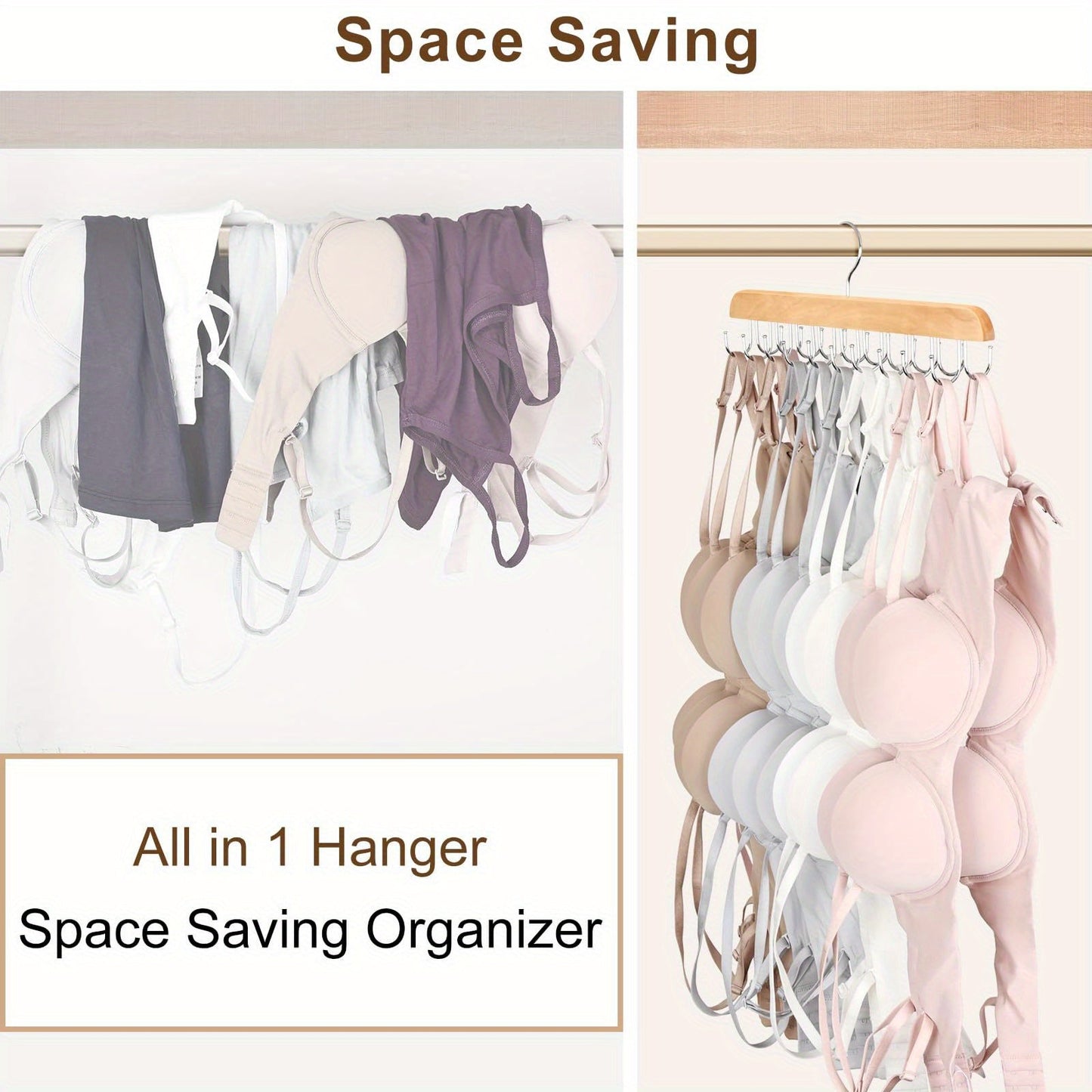 Wooden Hat Hanger with 20 Hooks - Perfect for Organizing Clothes and Accessories in Bathroom, Bedroom, Closet, or Dormitory