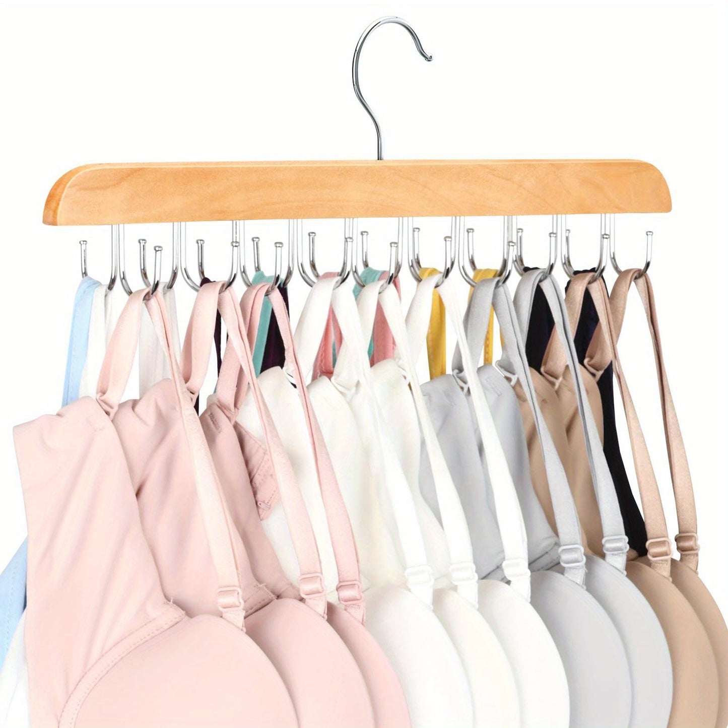 Wooden Hat Hanger with 20 Hooks - Perfect for Organizing Clothes and Accessories in Bathroom, Bedroom, Closet, or Dormitory