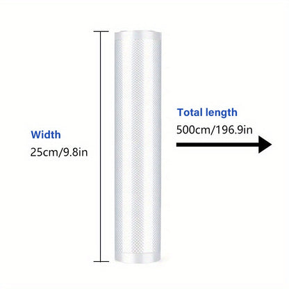 1 Disposable Textured Vacuum Bag Roll, Transparent Food Vacuum Bag for Household Food Preservation and Cooked Food Packaging, Sub-Vacuum Compression Produce Bag for Kitchen Supplies