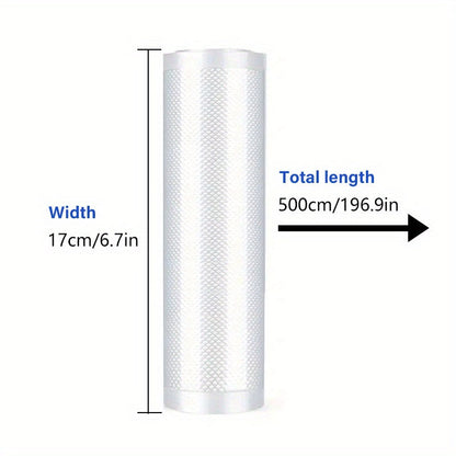 1 Disposable Textured Vacuum Bag Roll, Transparent Food Vacuum Bag for Household Food Preservation and Cooked Food Packaging, Sub-Vacuum Compression Produce Bag for Kitchen Supplies