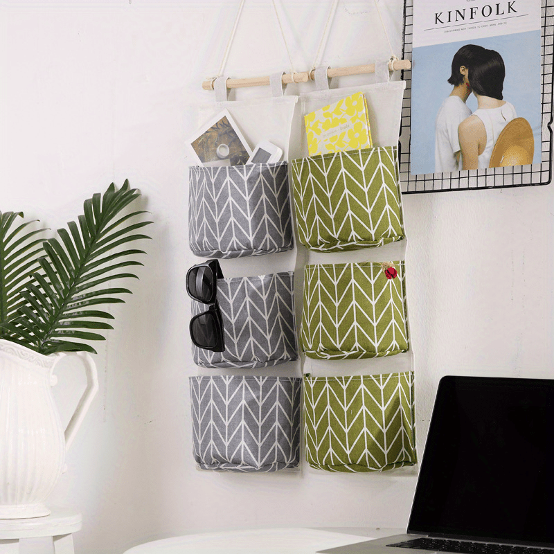 Waterproof linen hanging storage bag with 3 tiers - Perfect over the door organizer for bedroom, bathroom, and kitchen essentials.