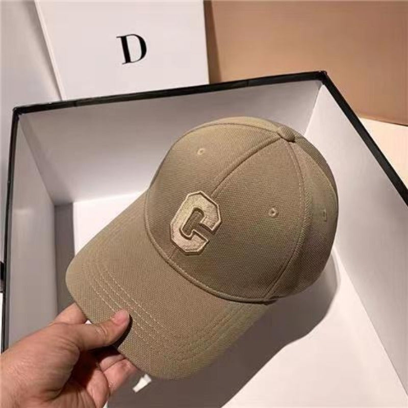 Vintage cotton C letter baseball cap for fall and winter seasons, unisex denim-style sun hat for 2023.