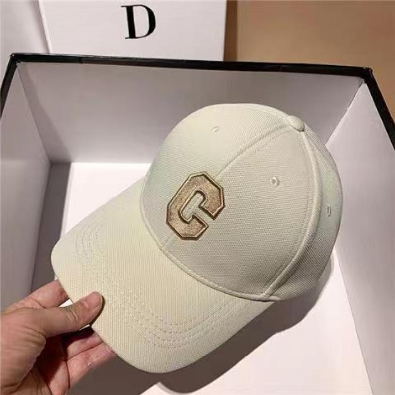 Vintage cotton C letter baseball cap for fall and winter seasons, unisex denim-style sun hat for 2023.