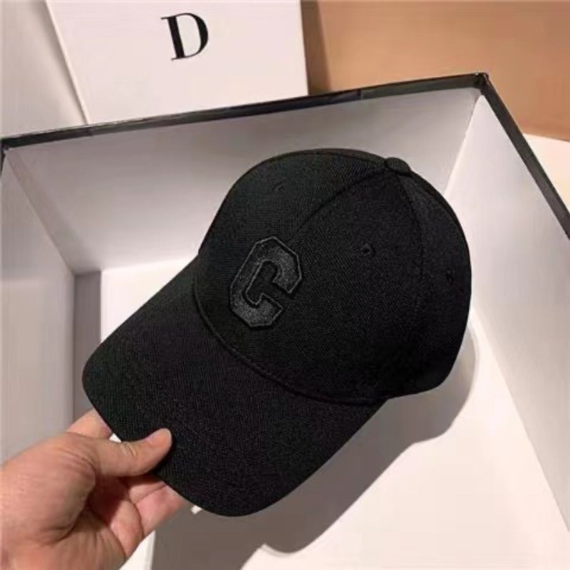 Vintage cotton C letter baseball cap for fall and winter seasons, unisex denim-style sun hat for 2023.