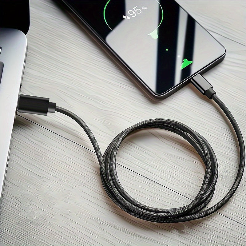 Fast charging USB-C to Type-C cable, compatible with Samsung, MacBook, iPad, and Xiaomi devices.