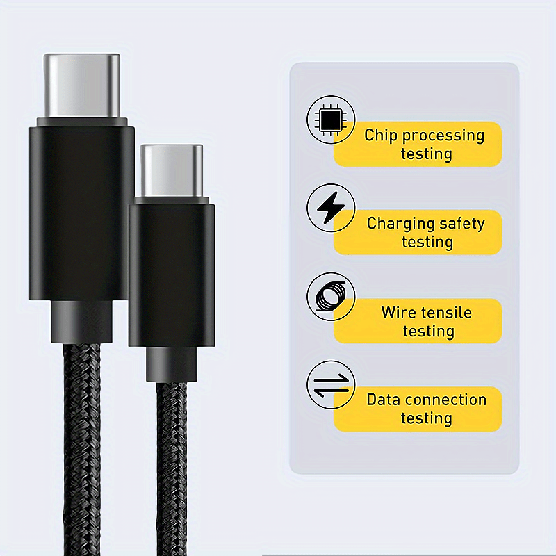 Fast charging USB-C to Type-C cable, compatible with Samsung, MacBook, iPad, and Xiaomi devices.