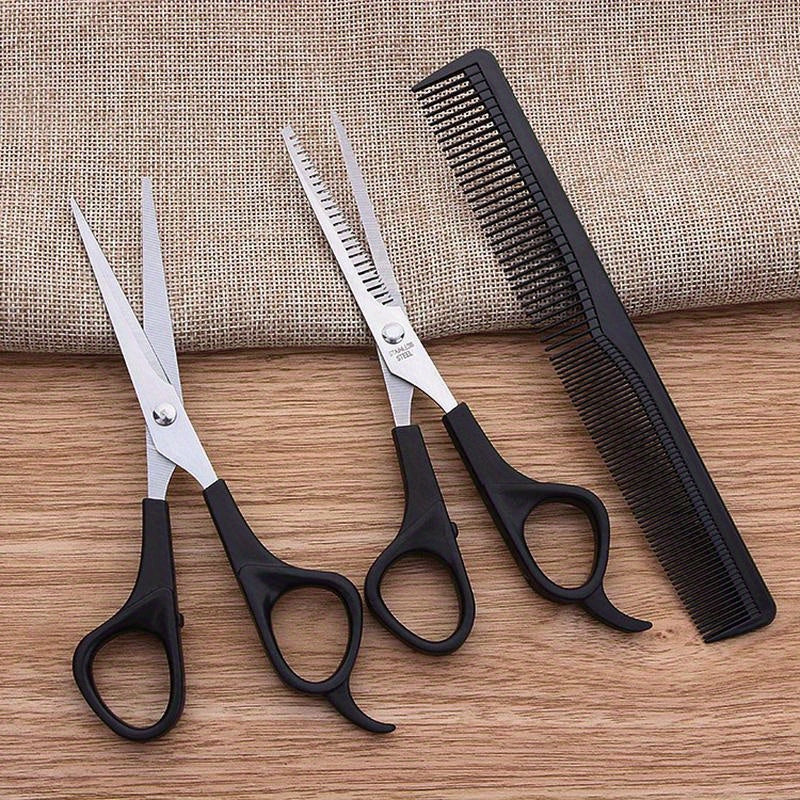 Hairdressing Thin Scissors Combination Set with 3pcs, Three Comb Sets, Barber Kit, Pet Hair Cutting Tools Supplies.