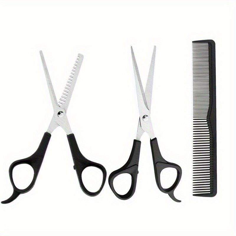 Hairdressing Thin Scissors Combination Set with 3pcs, Three Comb Sets, Barber Kit, Pet Hair Cutting Tools Supplies.