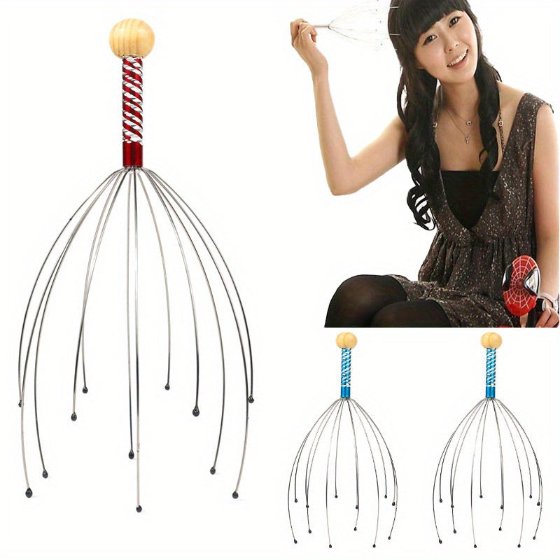 New stainless steel head and scalp massager in random fashion color.